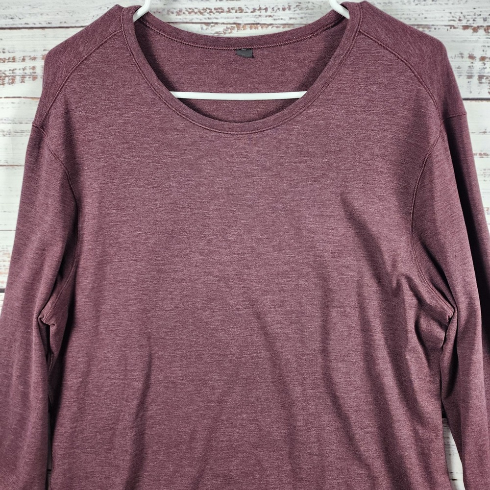 Lululemon 5 Year Basic Tee Long Sleeve Shirt Small Burgundy Heathered Pima